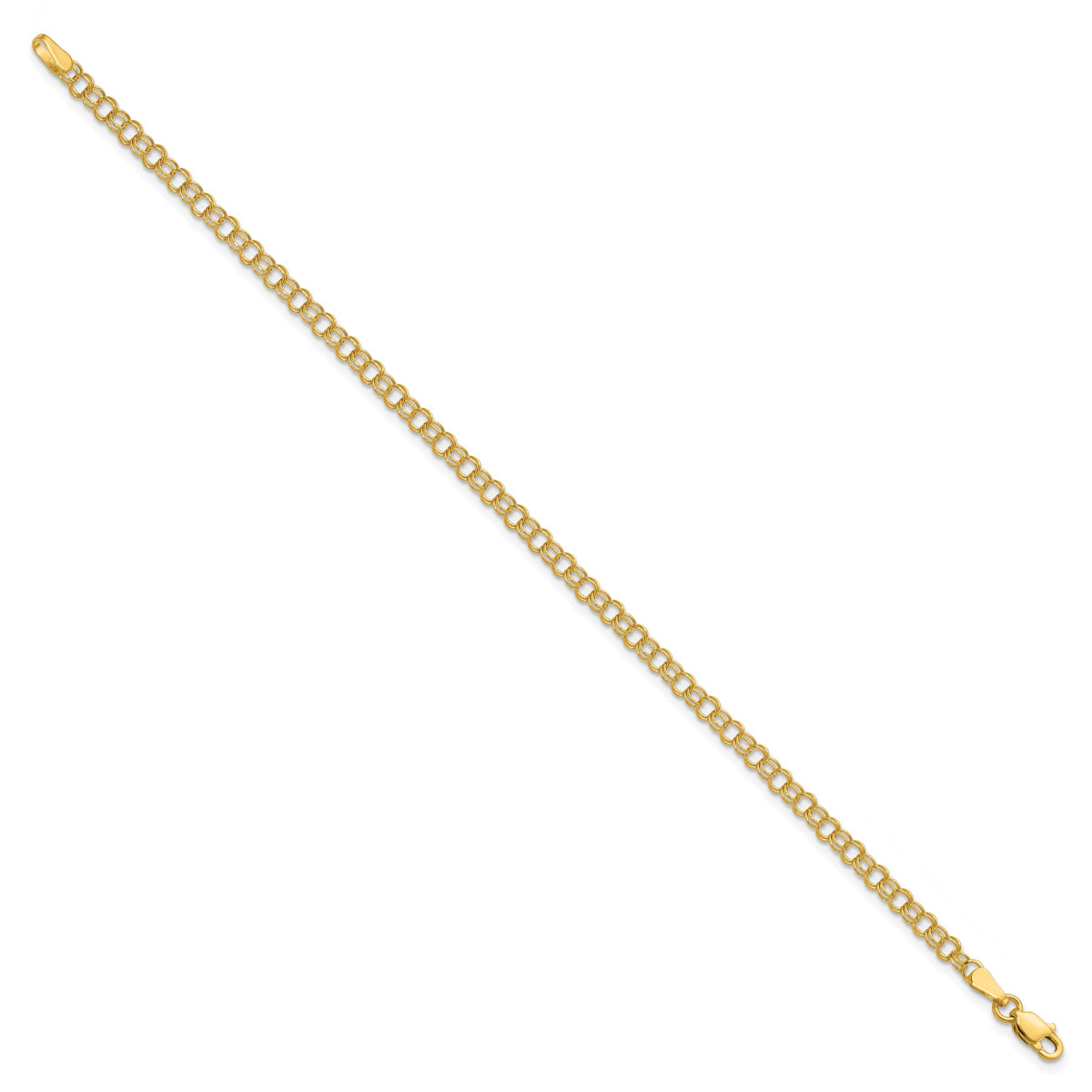 Gold Double Link Charm Bracelet - 14k Yellow Gold / 3.5 mm / 7 in