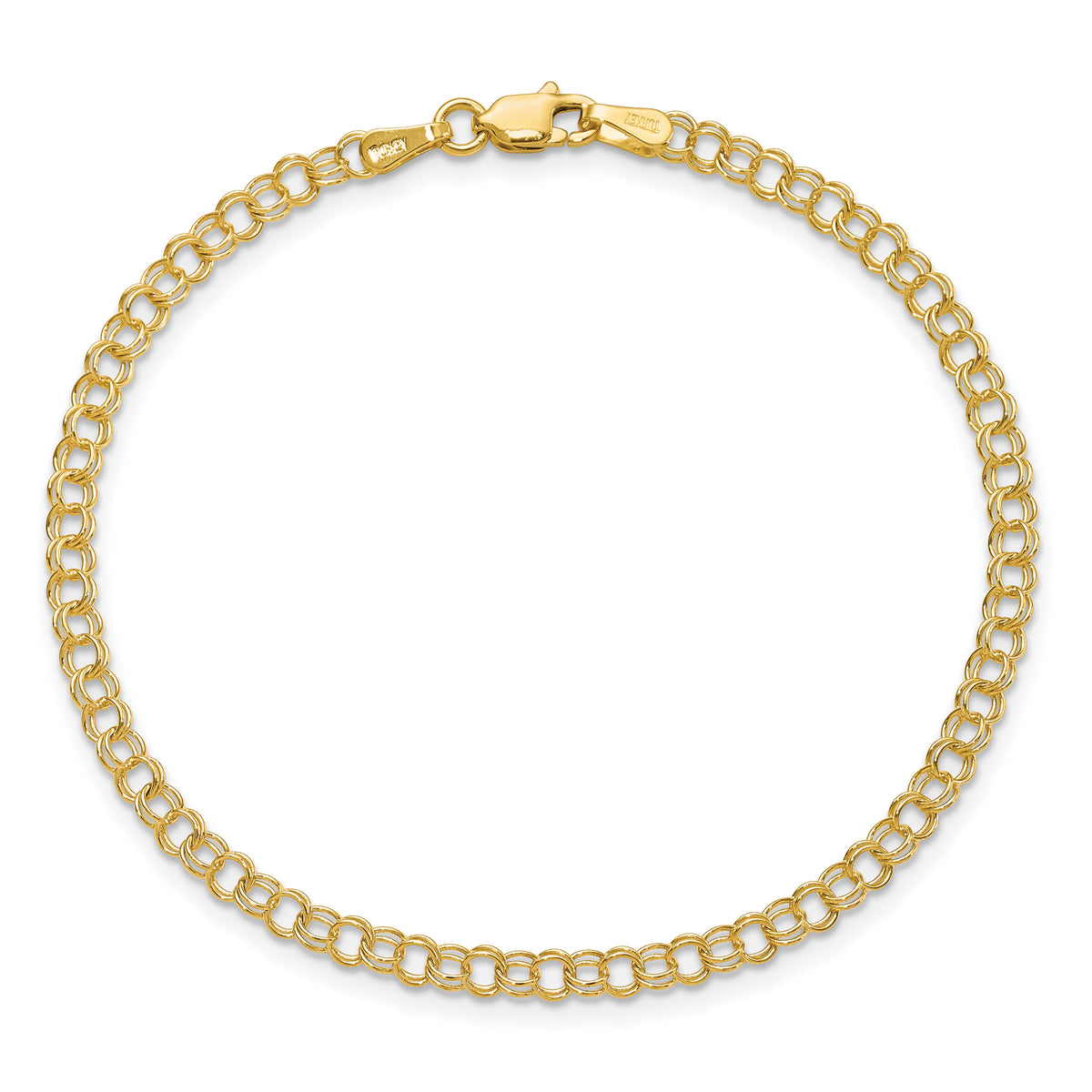 Gold Double Link Charm Bracelet - 14k Yellow Gold / 3.5 mm / 7 in