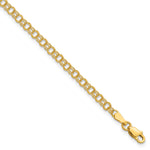 14k Gold Solid Double Link Charm Bracelet, 3-11 mm - 14k Yellow Gold / 3.5 mm / 8 in