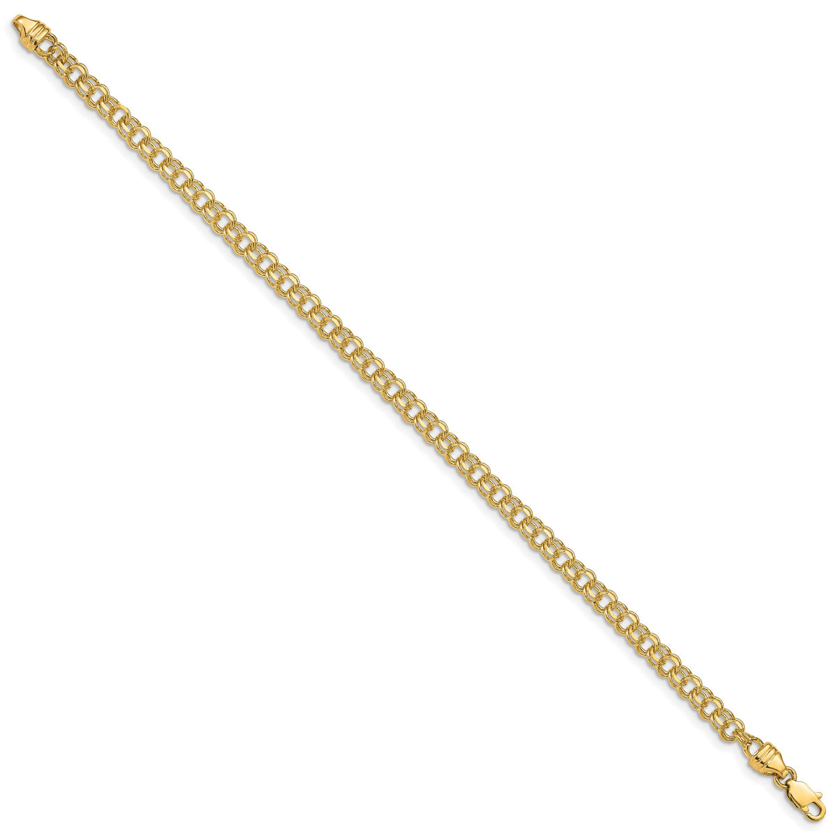 14k Yellow Gold 3.75mm Diamond-cut Solid Heavy Double Link Charm Bracelet, view 2 - 7 in
