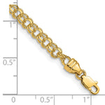 14k Yellow Gold 3.75mm Diamond-cut Solid Heavy Double Link Charm Bracelet, shown with a ruler for scale - 7 in