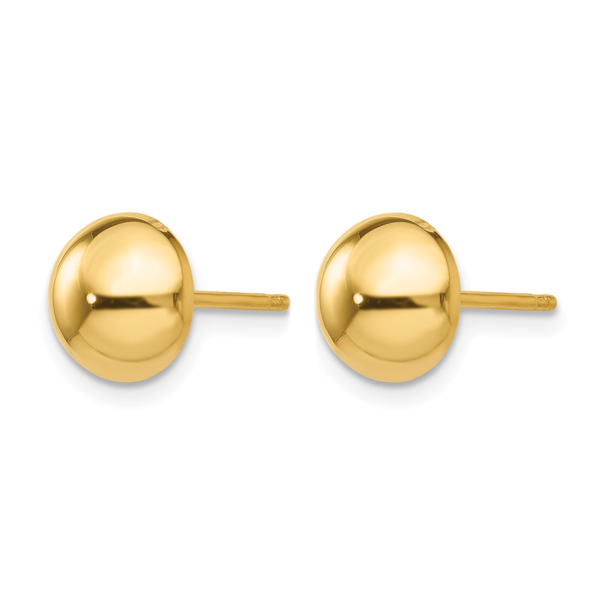 Gold Polished Button Post Earrings - 14k Yellow Gold / 8 mm