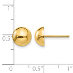 Gold Polished Button Post Earrings - 14k Yellow Gold / 8 mm