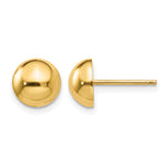 Gold Polished Button Post Earrings - 14k Yellow Gold / 8 mm