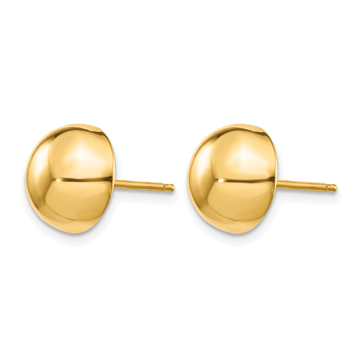 Gold Polished Button Post Earrings - 14k Yellow Gold / 10 mm