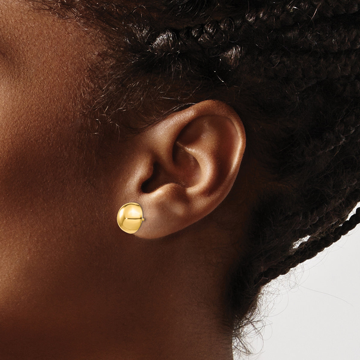 Gold Polished Button Post Earrings - 14k Yellow Gold / 10 mm