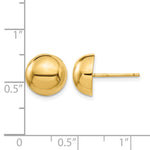 Gold Polished Button Post Earrings - 14k Yellow Gold / 10 mm