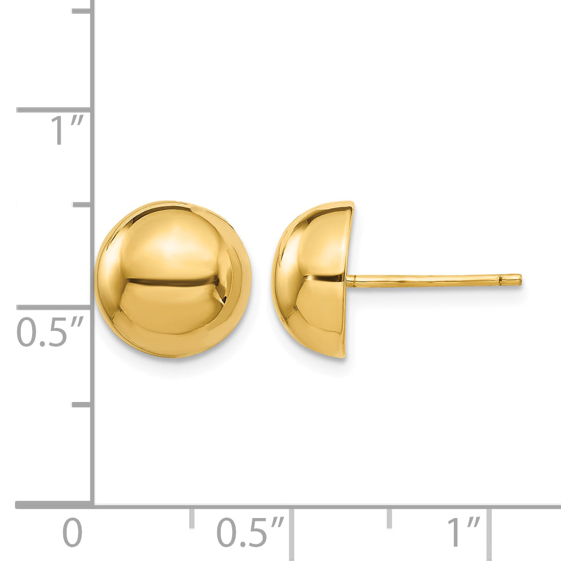 Gold Polished Button Post Earrings - 14k Yellow Gold / 10 mm