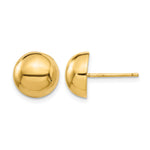 Gold Polished Button Post Earrings - 14k Yellow Gold / 10 mm
