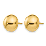 Gold Polished Button Post Earrings - 14k Yellow Gold / 12 mm