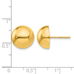 Gold Polished Button Post Earrings - 14k Yellow Gold / 12 mm