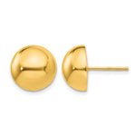 Gold Polished Button Post Earrings - 14k Yellow Gold / 12 mm