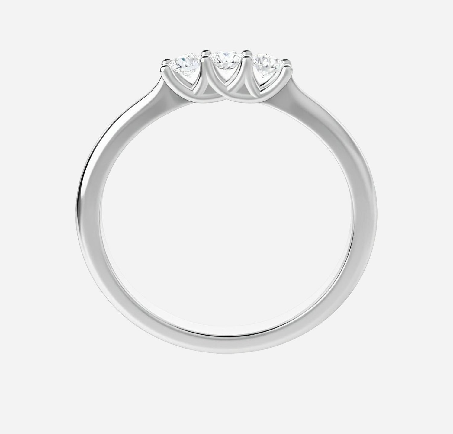 Diamond band, 3 stone yellow gold and diamonds
