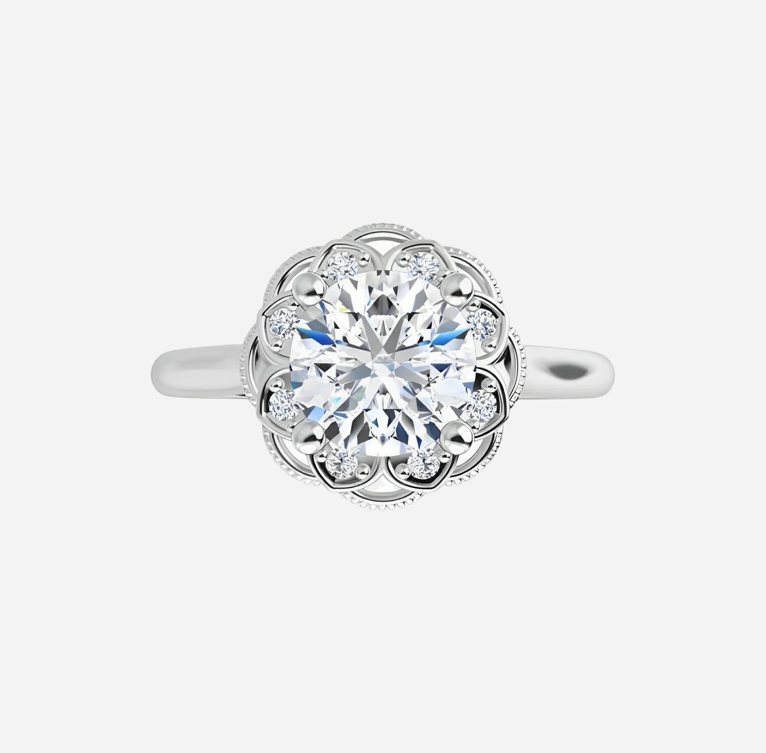Bridal set engagement ring in yellow gold & natural diamonds