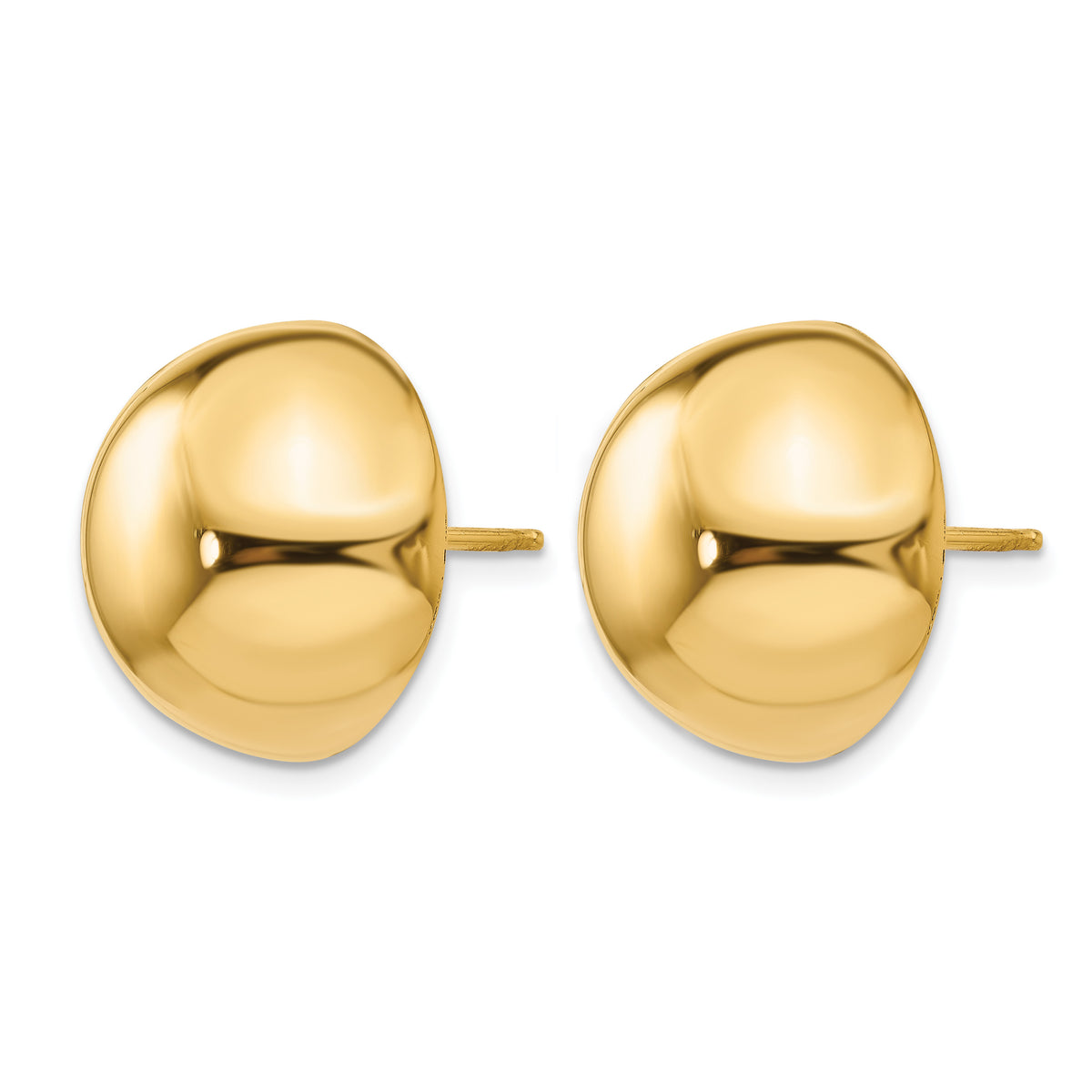 Gold Polished Button Post Earrings - 14k Yellow Gold / 16 mm
