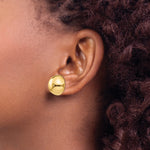 Gold Polished Button Post Earrings - 14k Yellow Gold / 16 mm