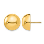 Gold Polished Button Post Earrings - 14k Yellow Gold / 16 mm