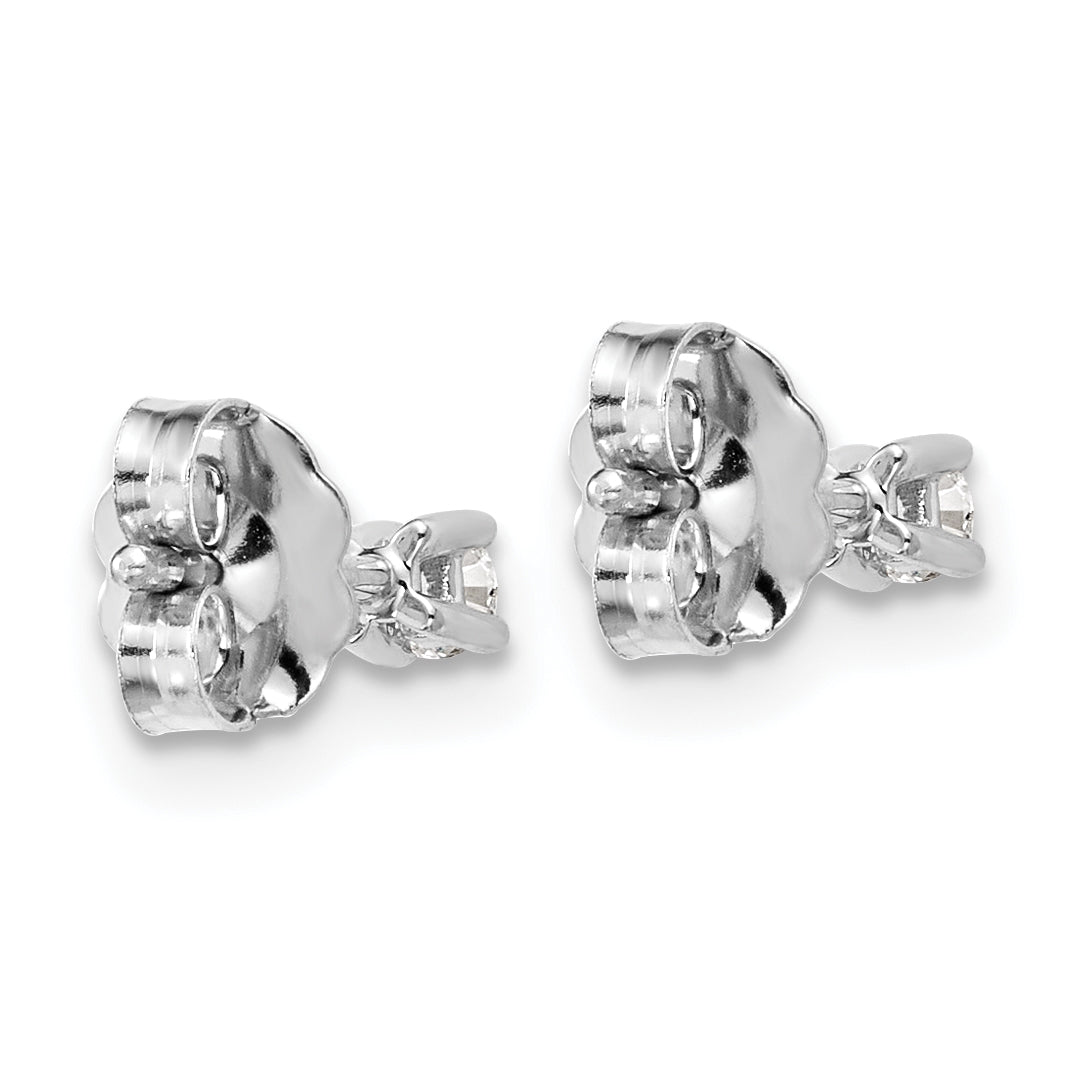 Round Lab Grown Diamond 4-Prong Studs - 14k White Gold / 1/10 ctw. / VS+ F+