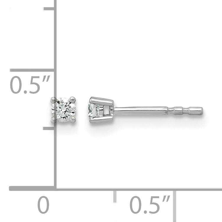Round Lab Grown Diamond 4-Prong Studs - 14k White Gold / 1/10 ctw. / VS+ F+