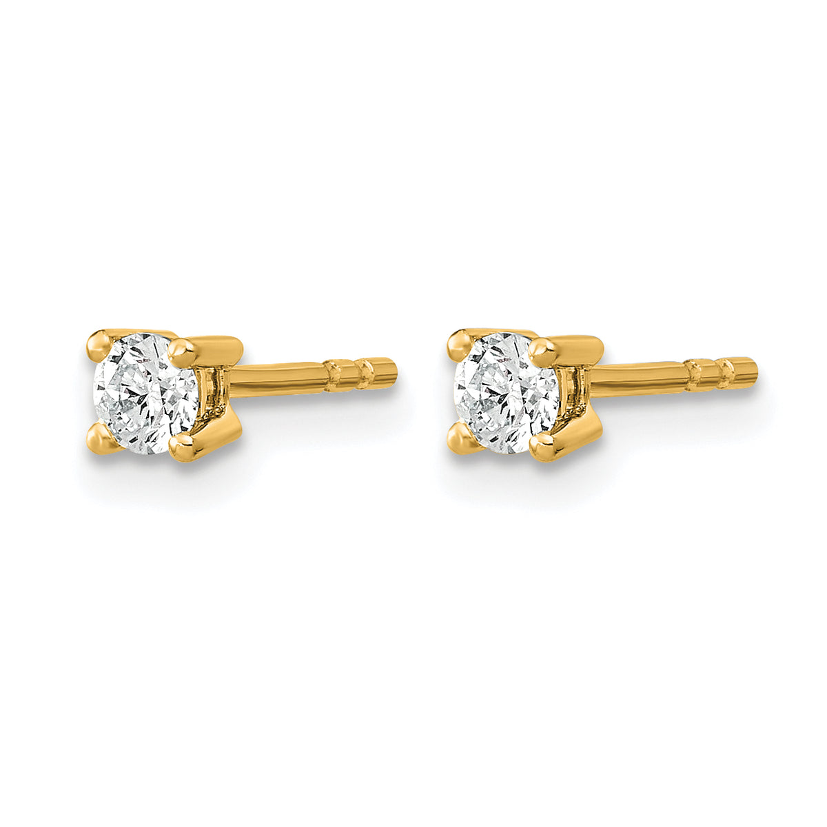 Round Lab Grown Diamond 4-Prong Studs - 14k Yellow Gold / 1/10 ctw. / VS+ F+