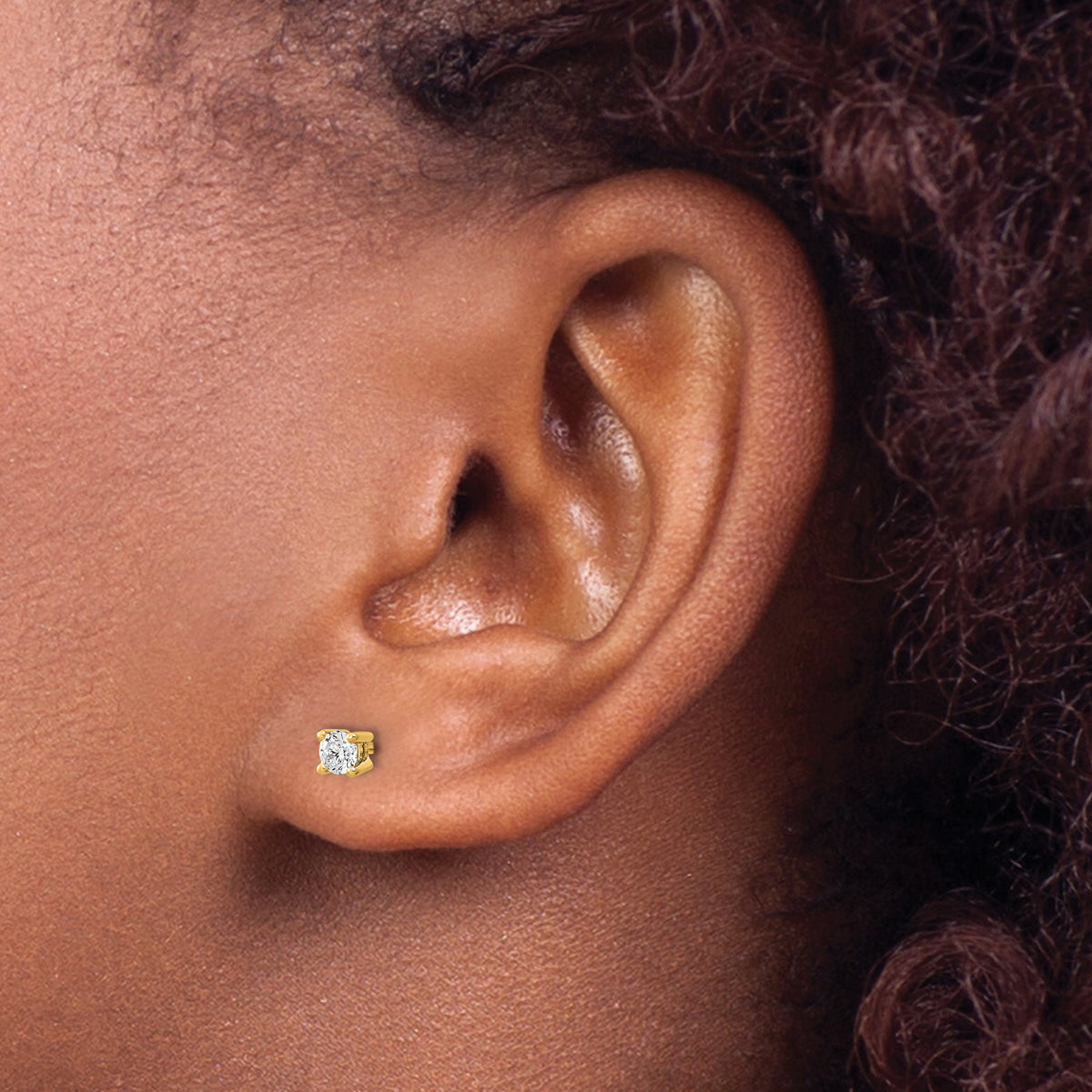 Round Lab Grown Diamond 4-Prong Studs - 14k Yellow Gold / 1/10 ctw. / VS+ F+