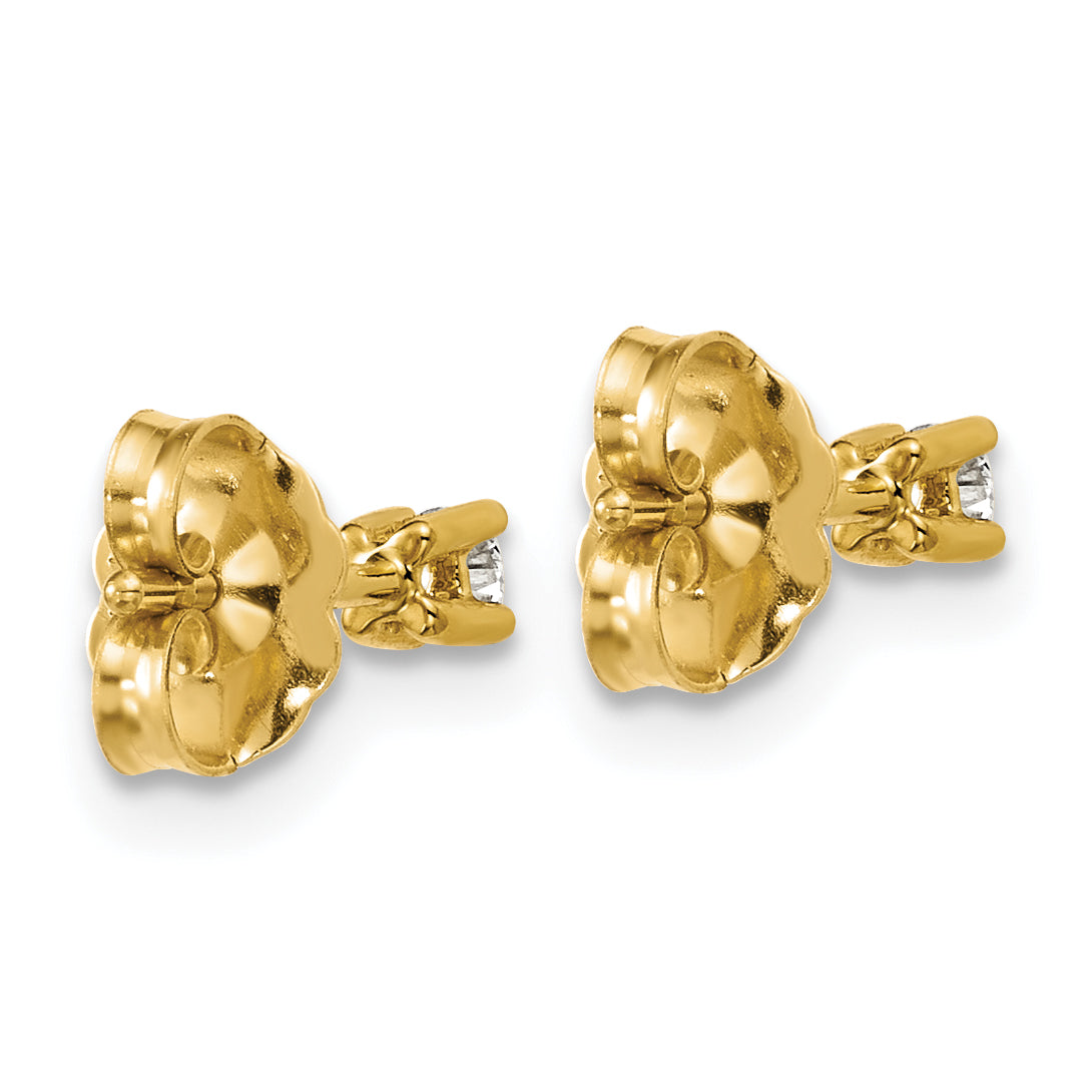 Round Lab Grown Diamond 4-Prong Studs - 14k Yellow Gold / 1/10 ctw. / VS+ F+