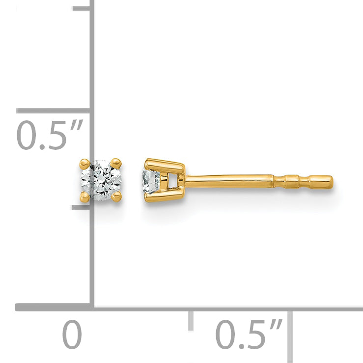 Round Lab Grown Diamond 4-Prong Studs - 14k Yellow Gold / 1/10 ctw. / VS+ F+