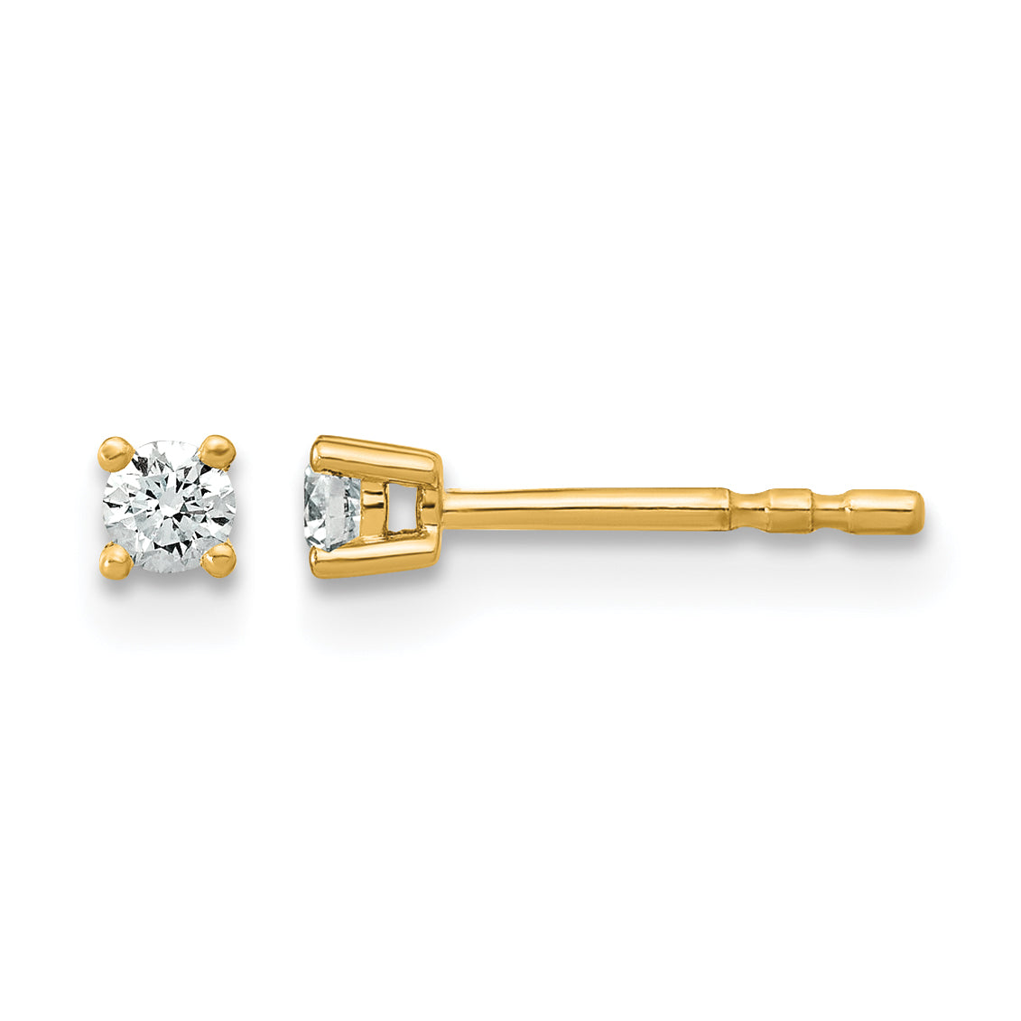 Round Lab Grown Diamond 4-Prong Studs - 14k Yellow Gold / 1/10 ctw. / VS+ F+
