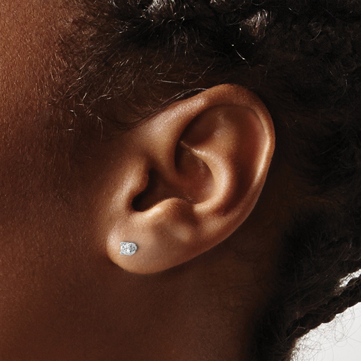 Round Lab Grown Diamond 4-Prong Studs - 14k White Gold / 1/8 ctw. / VS/SI+ G+