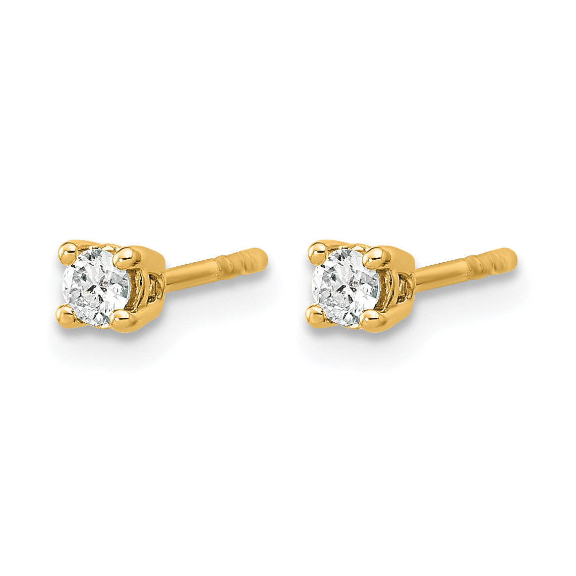 Round Lab Grown Diamond 4-Prong Studs - 14k Yellow Gold / 1/8 ctw. / VS/SI+ F+