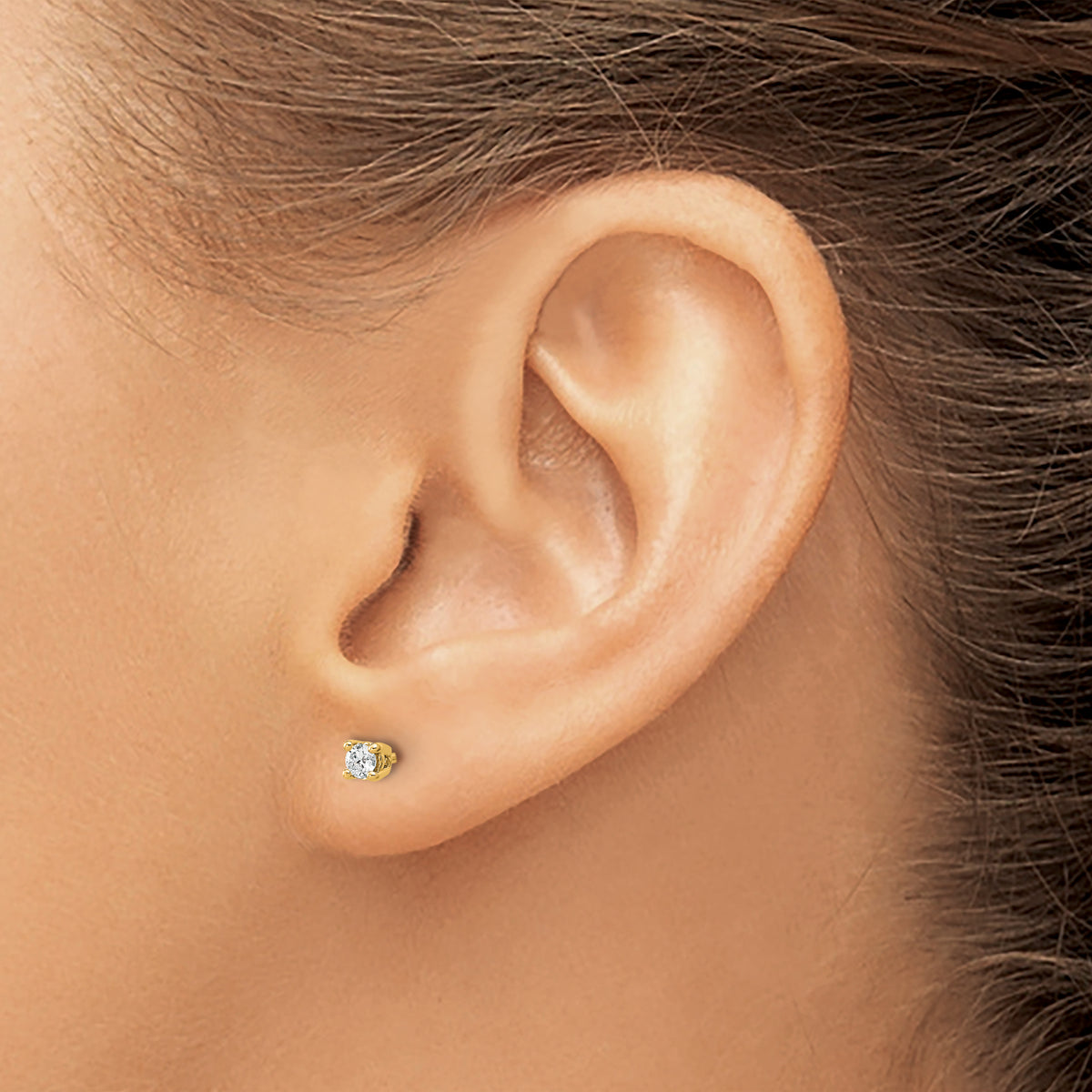 Round Lab Grown Diamond 4-Prong Studs - 14k Yellow Gold / 1/8 ctw. / VS/SI+ F+