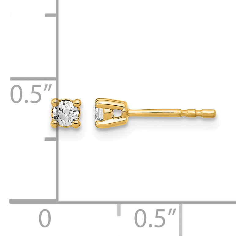 Round Lab Grown Diamond 4-Prong Studs - 14k Yellow Gold / 1/8 ctw. / VS/SI+ F+