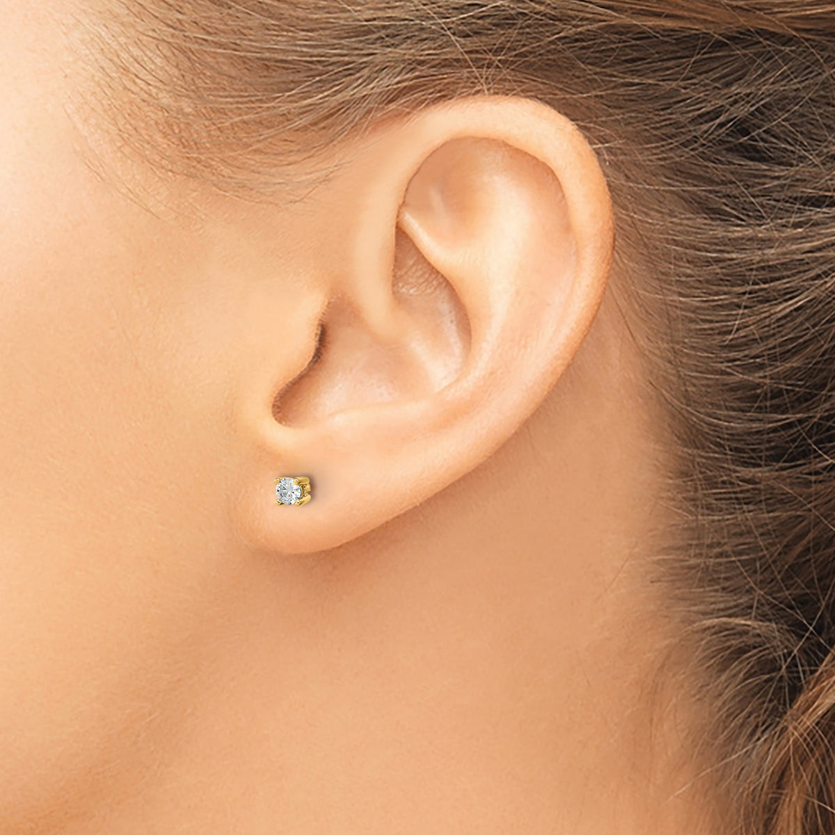 Round Lab Grown Diamond 4-Prong Studs - 14k Yellow Gold / 1/5 ctw. / VS+ F+