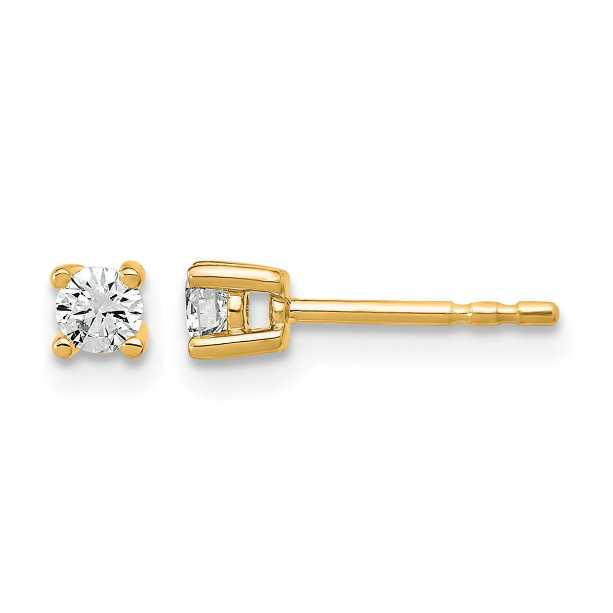 Round Lab Grown Diamond 4-Prong Studs - 14k Yellow Gold / 1/5 ctw. / VS+ F+