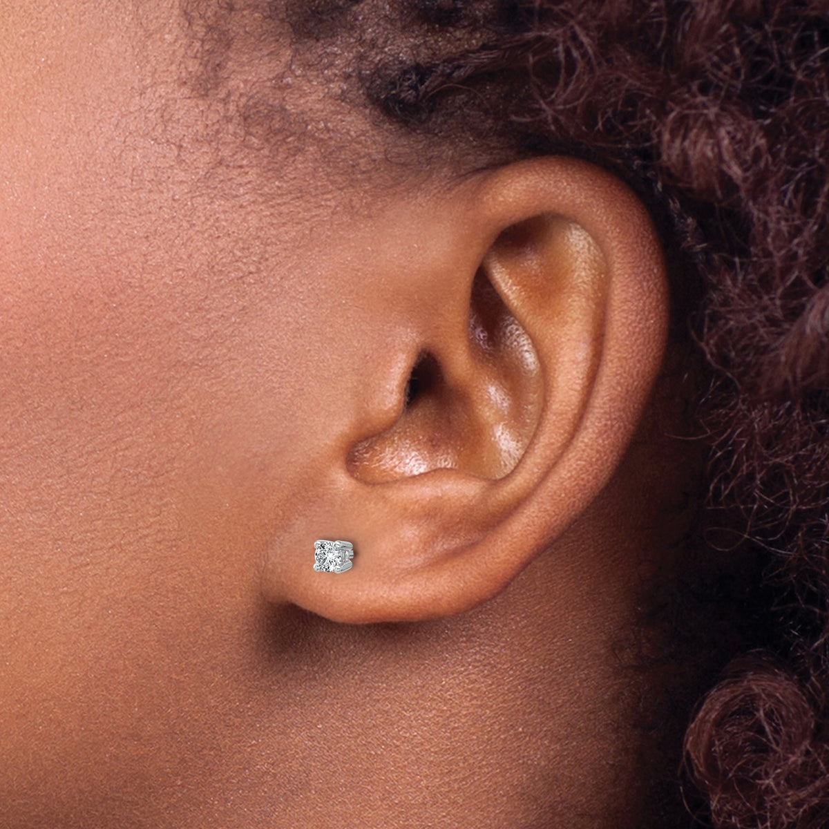 Round Lab Grown Diamond 4-Prong Studs - 14k White Gold / 1/4 ctw. / VS+ F+