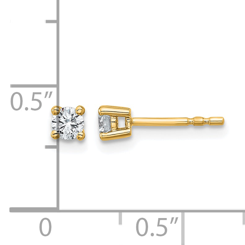 Round Lab Grown Diamond 4-Prong Studs - 14k Yellow Gold / 1/4 ctw. / VS+ F+
