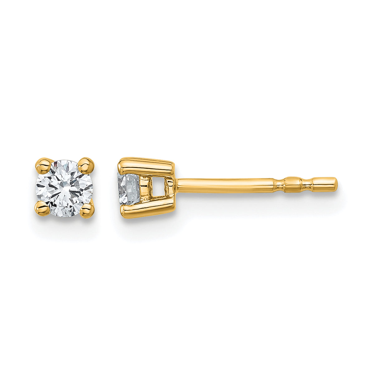Round Lab Grown Diamond 4-Prong Studs - 14k Yellow Gold / 1/4 ctw. / VS+ F+