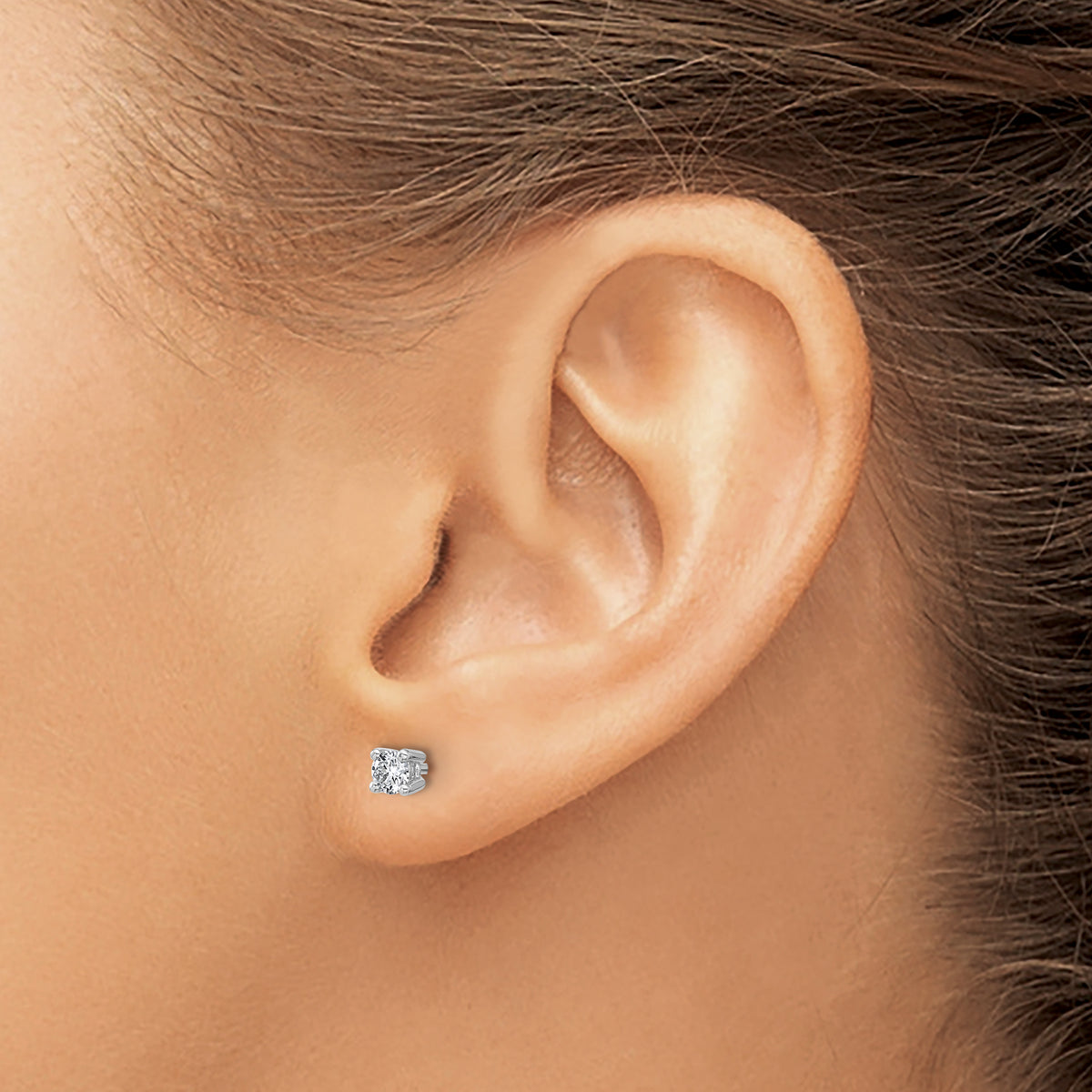 Round Lab Grown Diamond 4-Prong Studs - 14k White Gold / 1/3 ctw. / VS+ F+