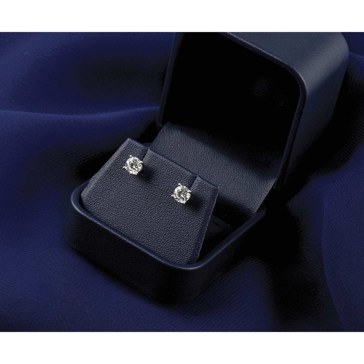 Round Lab Grown Diamond 4-Prong Studs - 14k White Gold / 1/8 ctw. / VS/SI+ G+