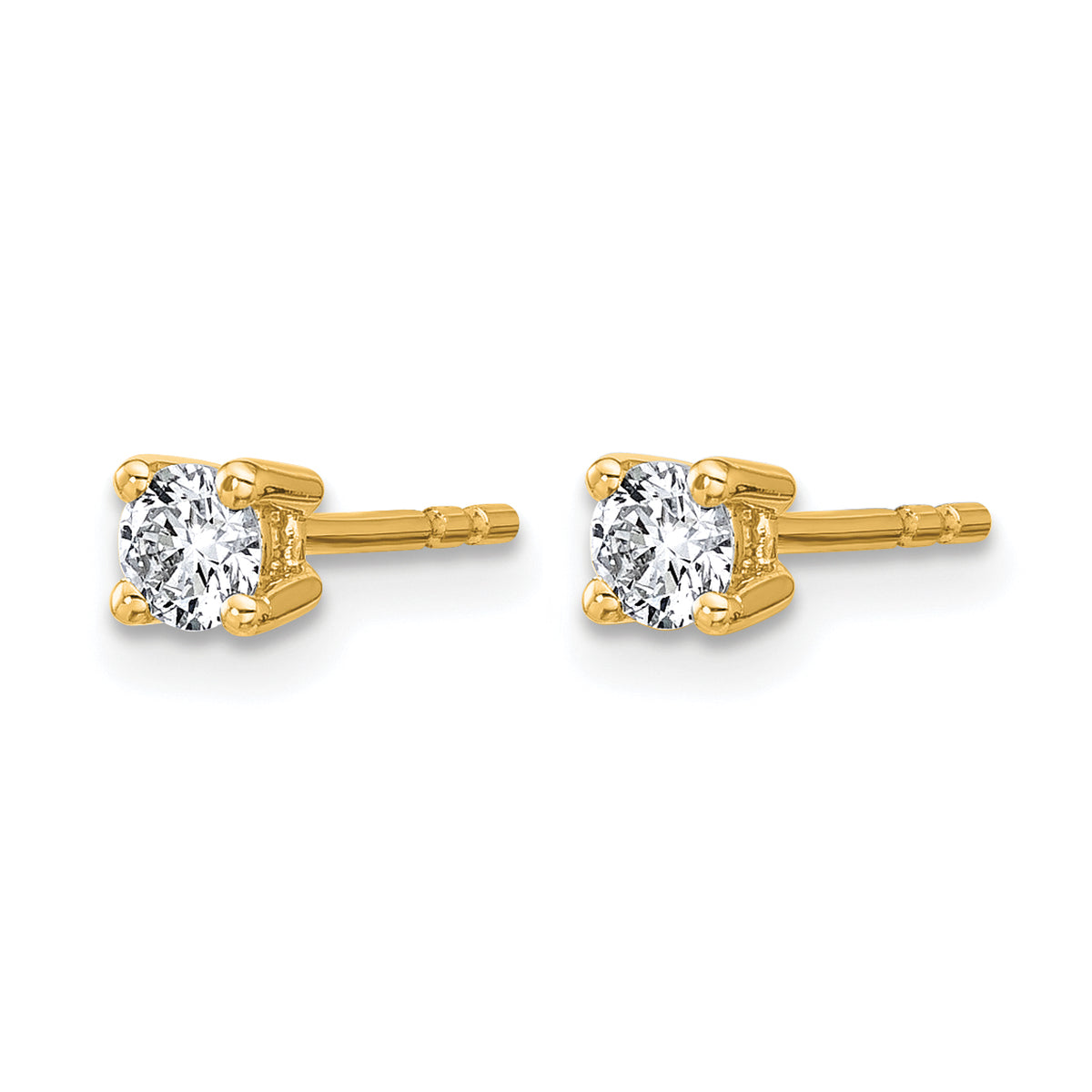 Round Lab Grown Diamond 4-Prong Studs - 14k Yellow Gold / 1/3 ctw. / VS+ F+