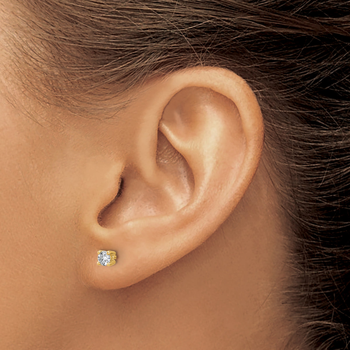 Round Lab Grown Diamond 4-Prong Studs - 14k Yellow Gold / 1/3 ctw. / VS+ F+