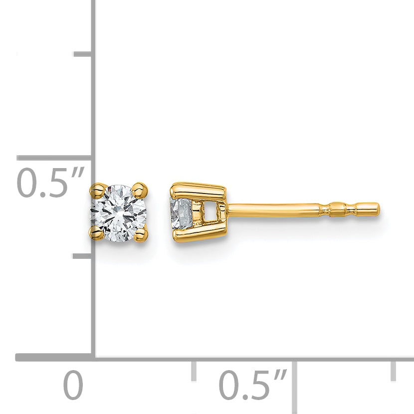 Round Lab Grown Diamond 4-Prong Studs - 14k Yellow Gold / 1/3 ctw. / VS+ F+