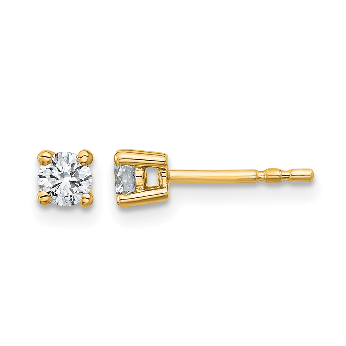 Round Lab Grown Diamond 4-Prong Studs - 14k Yellow Gold / 1/3 ctw. / VS+ F+
