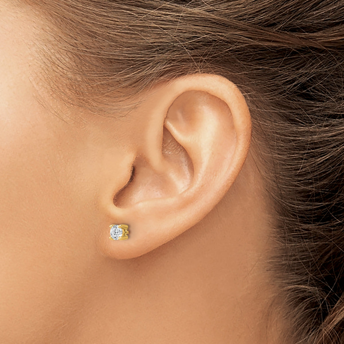 Round Lab Grown Diamond 4-Prong Studs - 14k Yellow Gold / 1/2 ctw. / VS+ F+