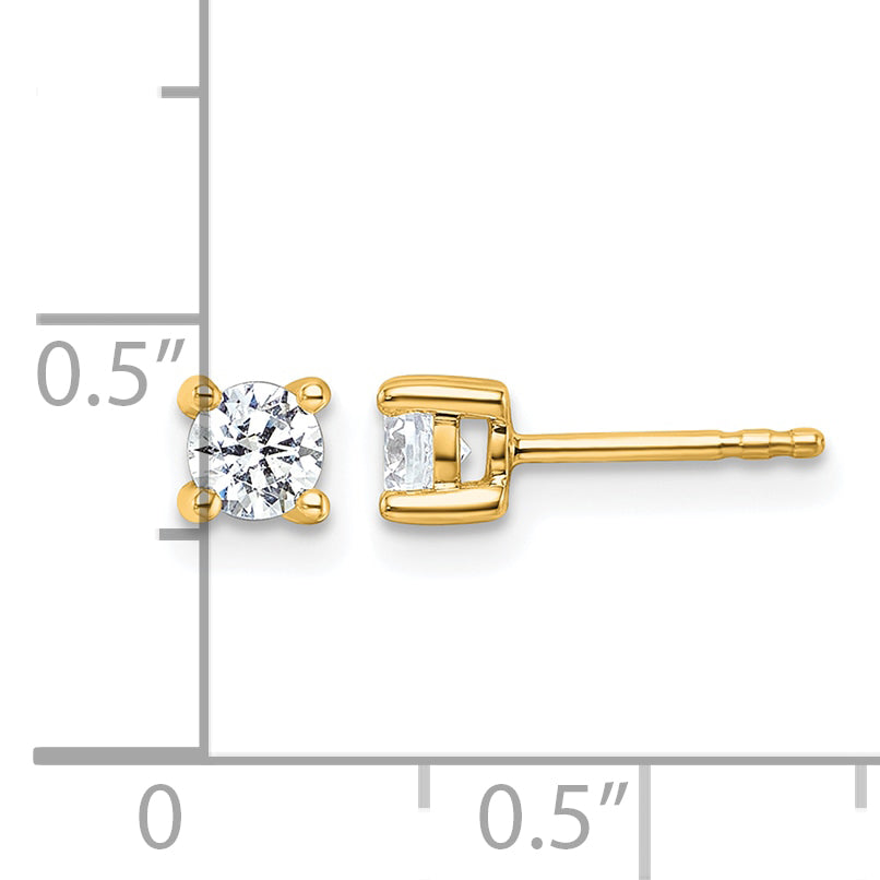 Round Lab Grown Diamond 4-Prong Studs - 14k Yellow Gold / 1/2 ctw. / VS+ F+