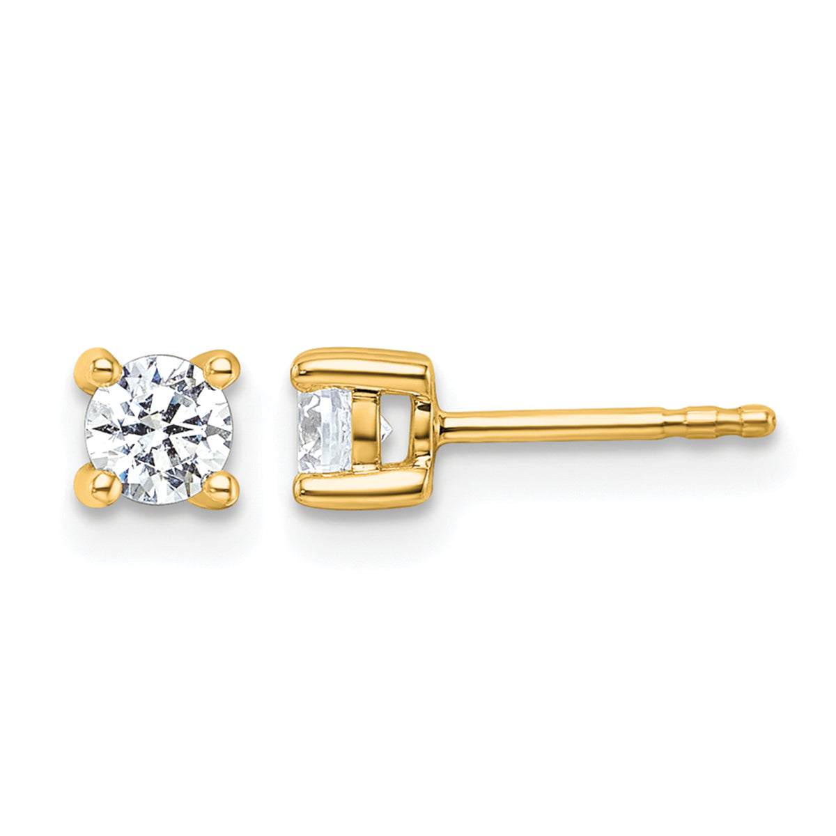 Round Lab Grown Diamond 4-Prong Studs - 14k Yellow Gold / 1/2 ctw. / VS+ F+
