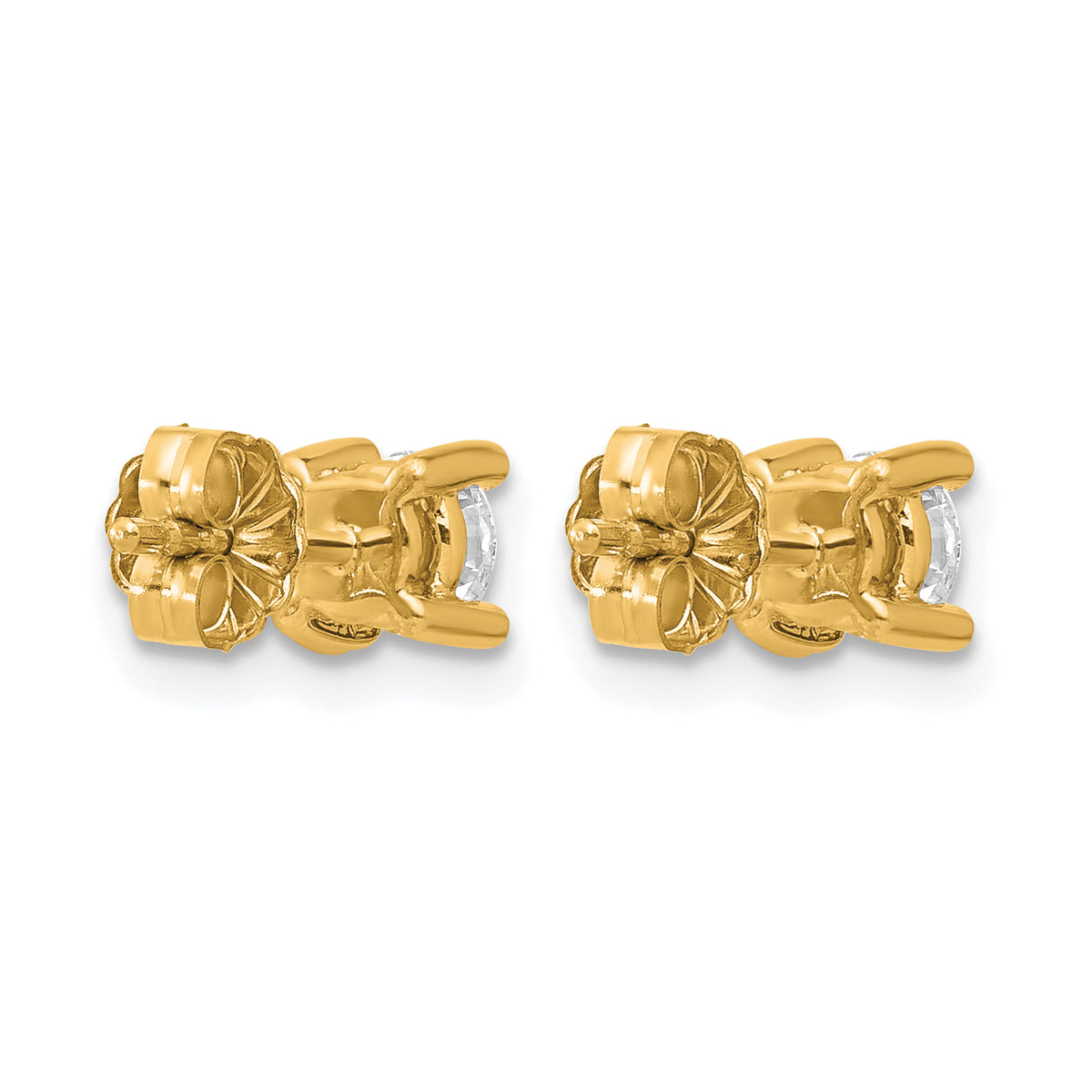 Round Lab Grown Diamond 4-Prong Studs - 14k Yellow Gold / 2/3 ctw. / VS+ F+