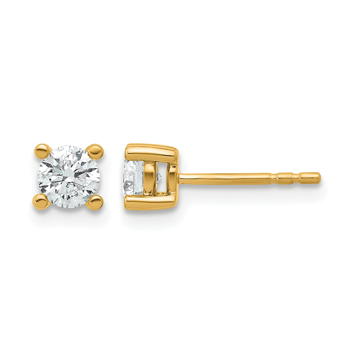 Round Lab Grown Diamond 4-Prong Studs - 14k Yellow Gold / 2/3 ctw. / VS+ F+