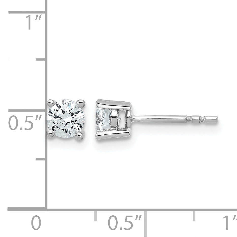 Round Lab Grown Diamond 4-Prong Studs - 14k White Gold / 2/3 ctw. / VS+ F+