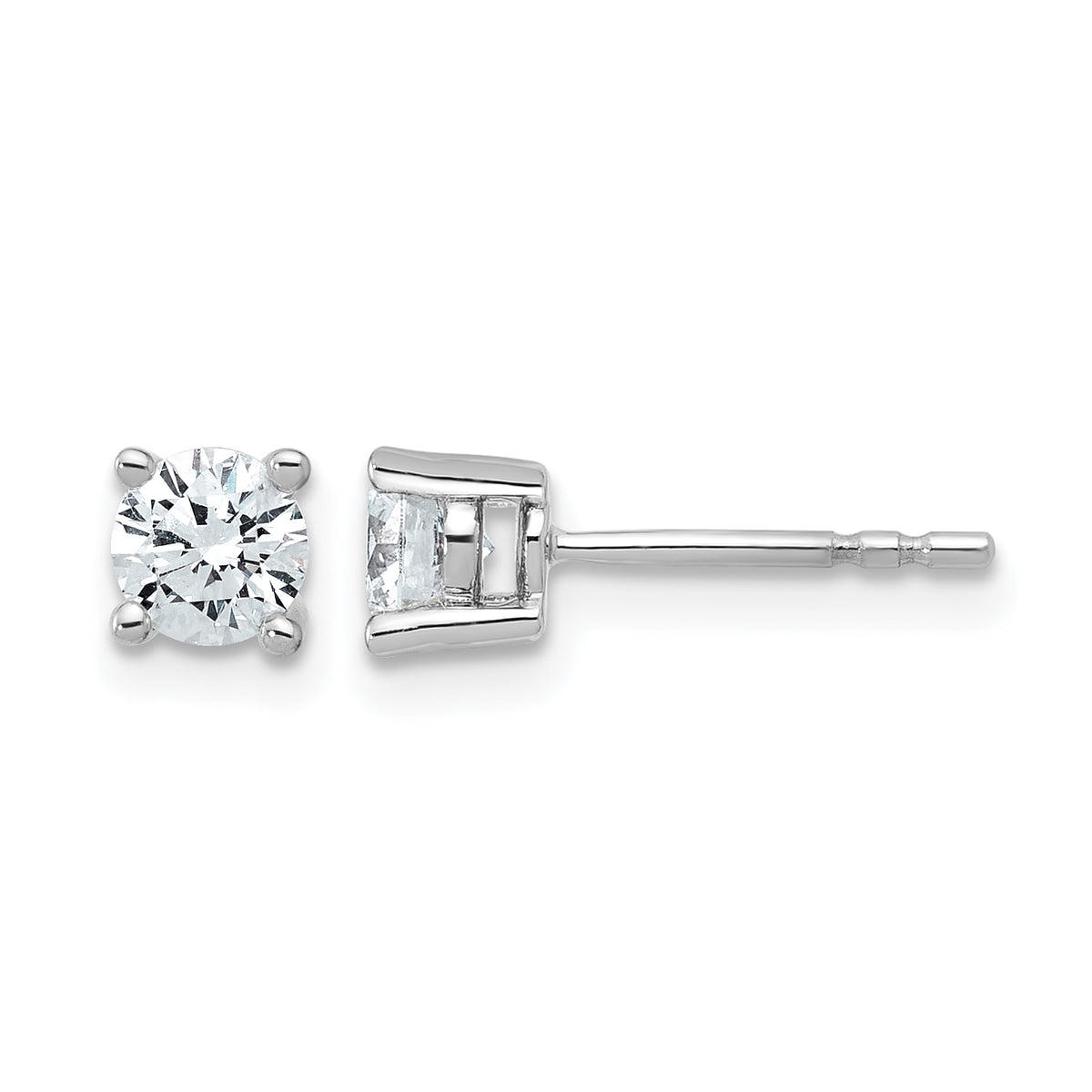 Round Lab Grown Diamond 4-Prong Studs - 14k White Gold / 2/3 ctw. / VS+ F+